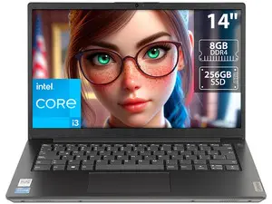 Laptop Lenovo V14 G3 IAP: Procesador Intel Core i3 1215U (hasta 4.4 GHz), Memoria de 8GB DDR4, SSD de 256GB, Pantalla de 14" LED, Video UHD Graphics, S.O. Windows 11 Home (64 Bits).